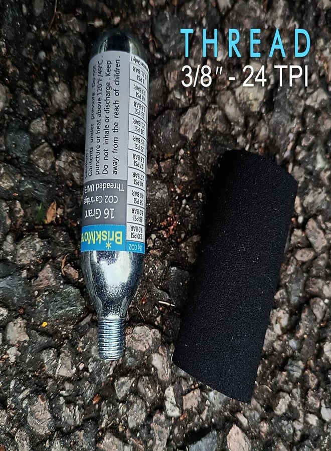 BriskMore Threaded CO2 Cartridges 16g - for All CO2 Bike Tire Inflators with Threaded Connection - Refill for Bicycle Tires - 12PCS Cartridges, Insulated Sleeve Included,Inflator Valve NOT Included. - Image 5