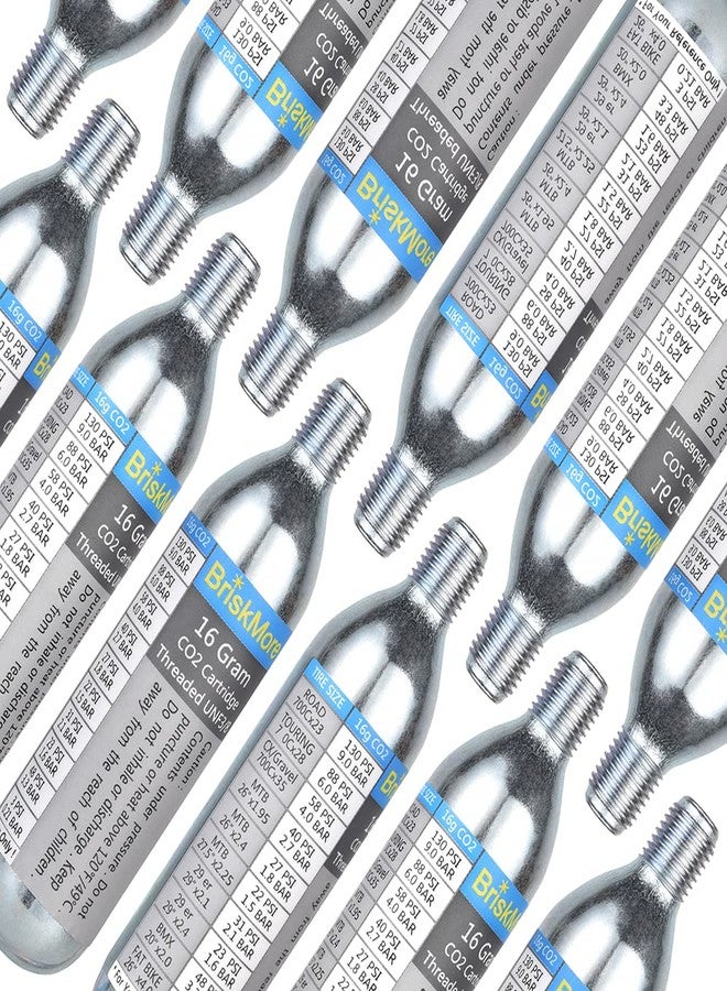 BriskMore Threaded CO2 Cartridges 16g - for All CO2 Bike Tire Inflators with Threaded Connection - Refill for Bicycle Tires - 12PCS Cartridges, Insulated Sleeve Included,Inflator Valve NOT Included. - Image 2