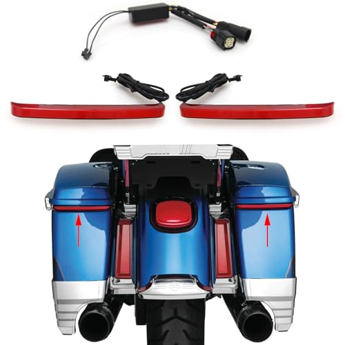 HEYOMOTOR Smoke Tracer Rear Saddlebag Tail Light LED Signal Indicator Run Turn Brake Lights Signal Lamp For Harley Touring Street Gilde Road King Electra Glide Ultra CVO 2014-2023 Motorcycle (Red) - Image 4