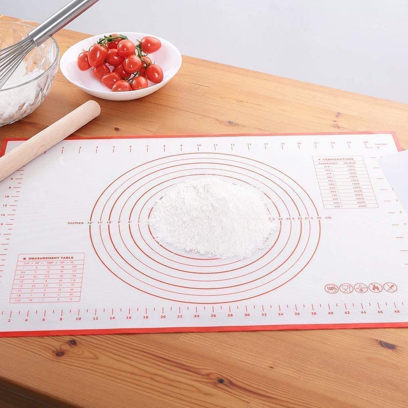 GLOSSOM Silicone Pastry Mat Extra Thick NonStick Baking Mat Fondant MatCounter MatDough Rolling Mat Oven Liner and Pastry Mat for Baking Dough Rolling Mat 40 cm x 60cm Multicolor Pack of 1 - Image 2