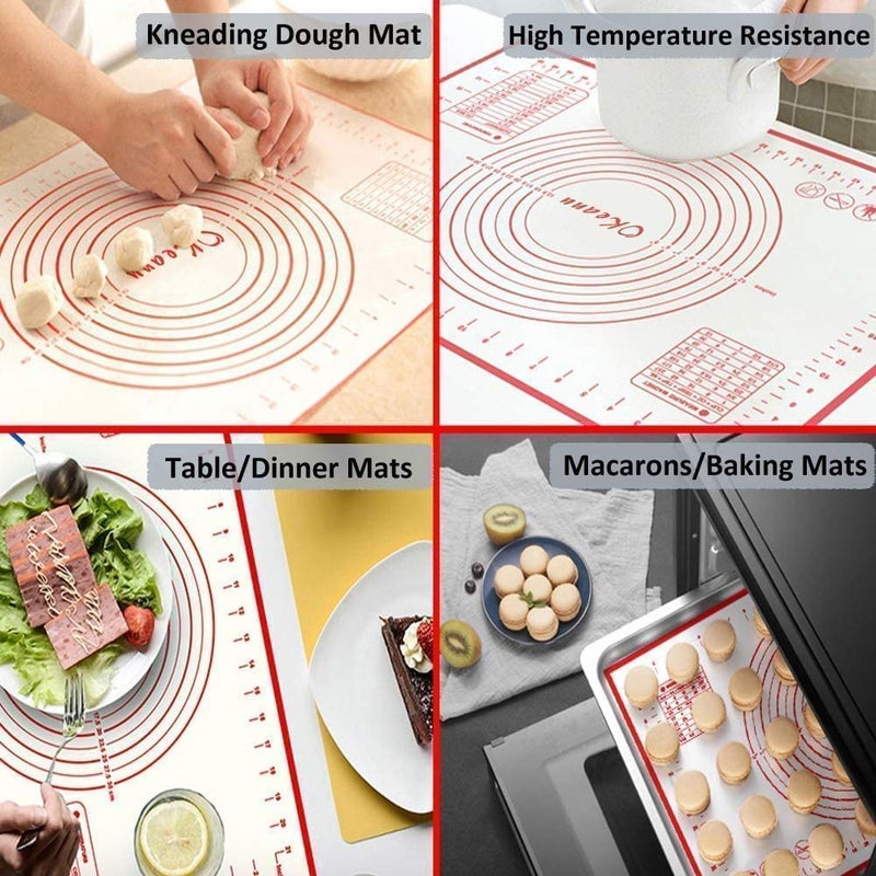 GLOSSOM Silicone Pastry Mat Extra Thick NonStick Baking Mat Fondant MatCounter MatDough Rolling Mat Oven Liner and Pastry Mat for Baking Dough Rolling Mat 40 cm x 60cm Multicolor Pack of 1 - Image 3