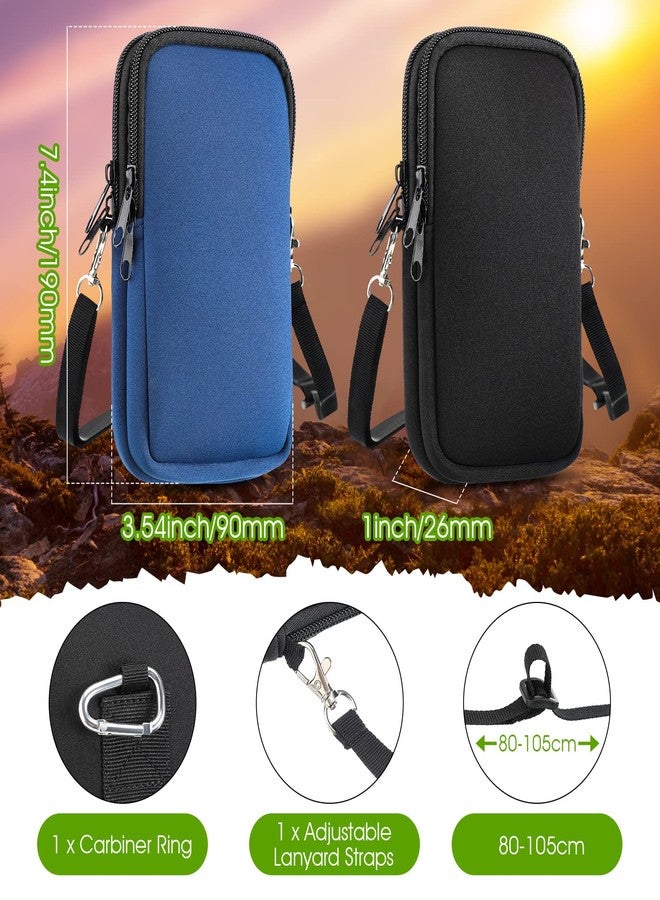 Zhehao 2 Pack Dual Phone Sleeve XL, Neoprene Shock Absorbing Proof Sleeve with Adjustable Lanyard Strap and Buckle Clips for Iphone Galaxy Note 20 Ultra S21 S22 S23 Ultra A13 A03 A23(Black, Navy Blue) - Image 2