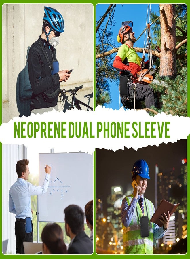 Zhehao 2 Pack Dual Phone Sleeve XL, Neoprene Shock Absorbing Proof Sleeve with Adjustable Lanyard Strap and Buckle Clips for Iphone Galaxy Note 20 Ultra S21 S22 S23 Ultra A13 A03 A23(Black, Navy Blue) - Image 5