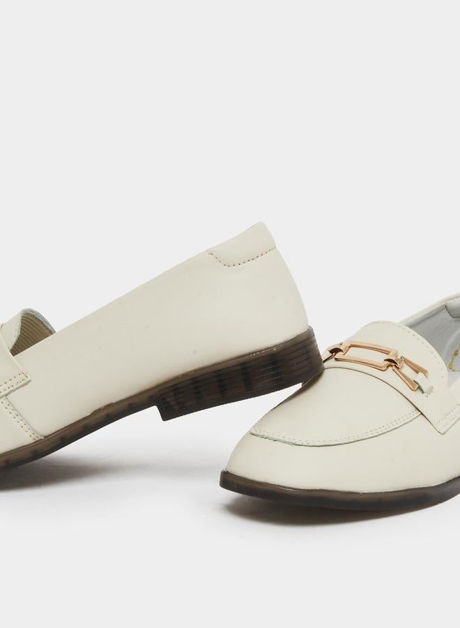 Take Two Solid Metal Buckle Flat Loafers - Image 4