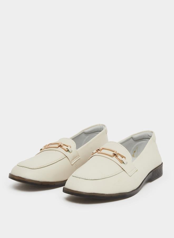 Take Two Solid Metal Buckle Flat Loafers - Image 3