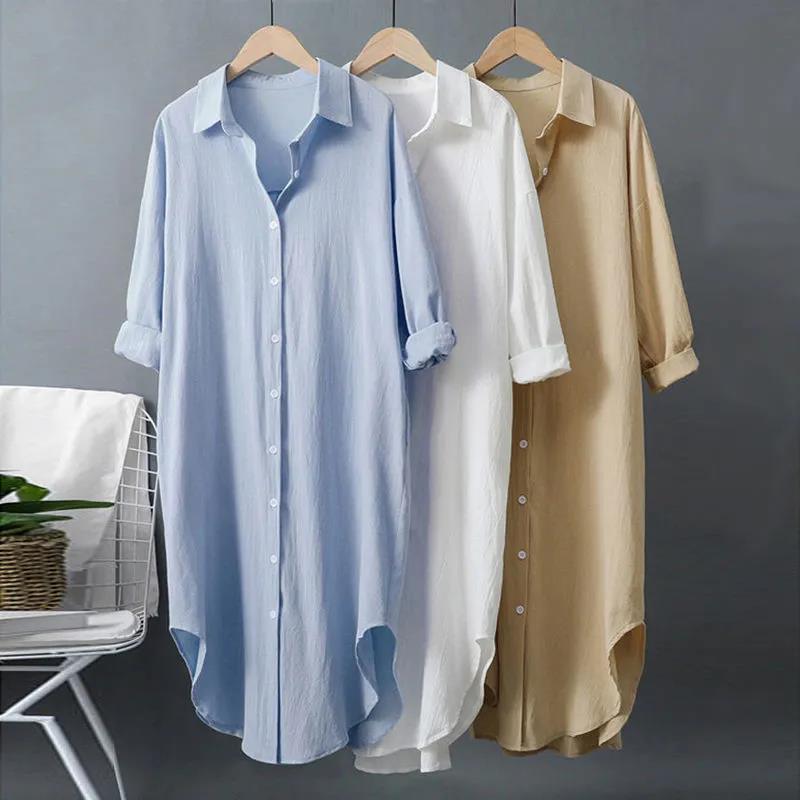 Generic Cotton Linen Sunscreen White Shirt Womens Casual Loose Spring Summer 2024 White - Image 3