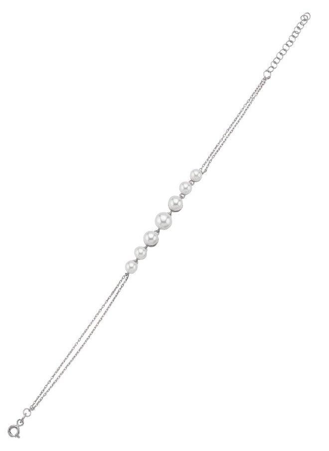 EMNON 925 Sterling Silver Jewelry Rhodium Plated 925 Silver, Pearl Bracelet 100% Precious Metal Gift for Women- Emnon6BR  - Image 1