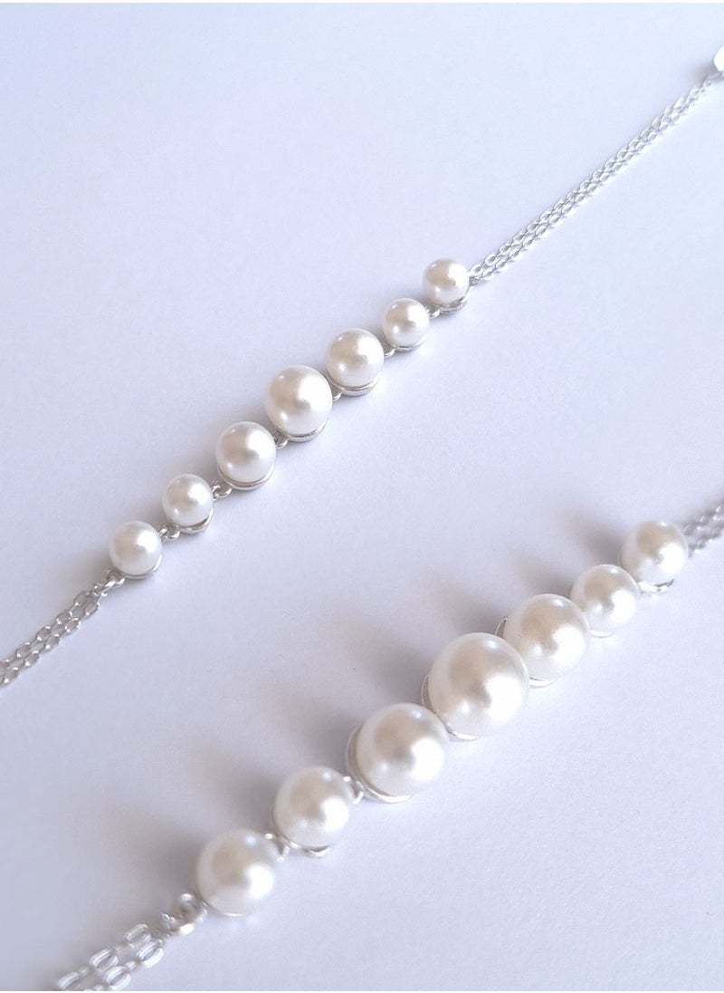 EMNON 925 Sterling Silver Jewelry Rhodium Plated 925 Silver, Pearl Bracelet 100% Precious Metal Gift for Women- Emnon6BR  - Image 3