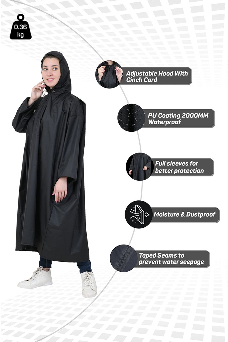 ROCKSPORT Unisex Hooded Rain Poncho for Adult, Polyester Waterproof, lightweight,Reusable& Packable, long sleeve, One Size Fits Most, Free Size - Image 3