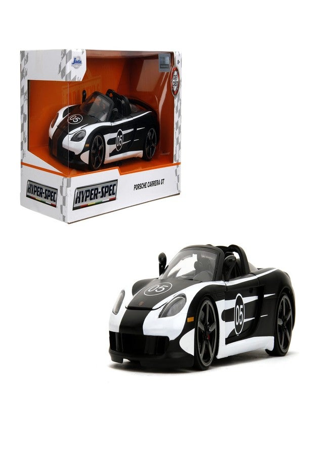 JADA Hyper-Spec 1:24 2005 Porsche Carrera GT Die-Cast Car, Toys for Kids and Adults(Black/White) - Image 1