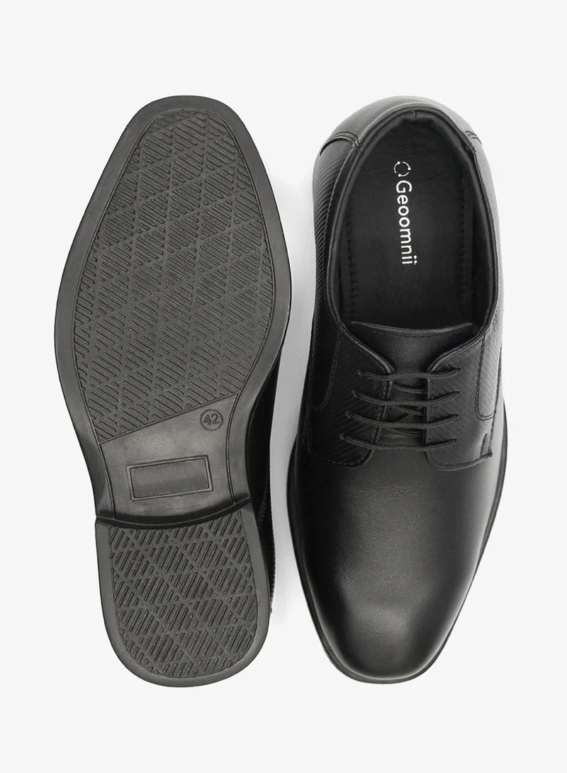 Geoomnii black Formal Lace-Up Shoes for Men – Elegant & Comfortable Office Footwear for Men | Best Price UAE