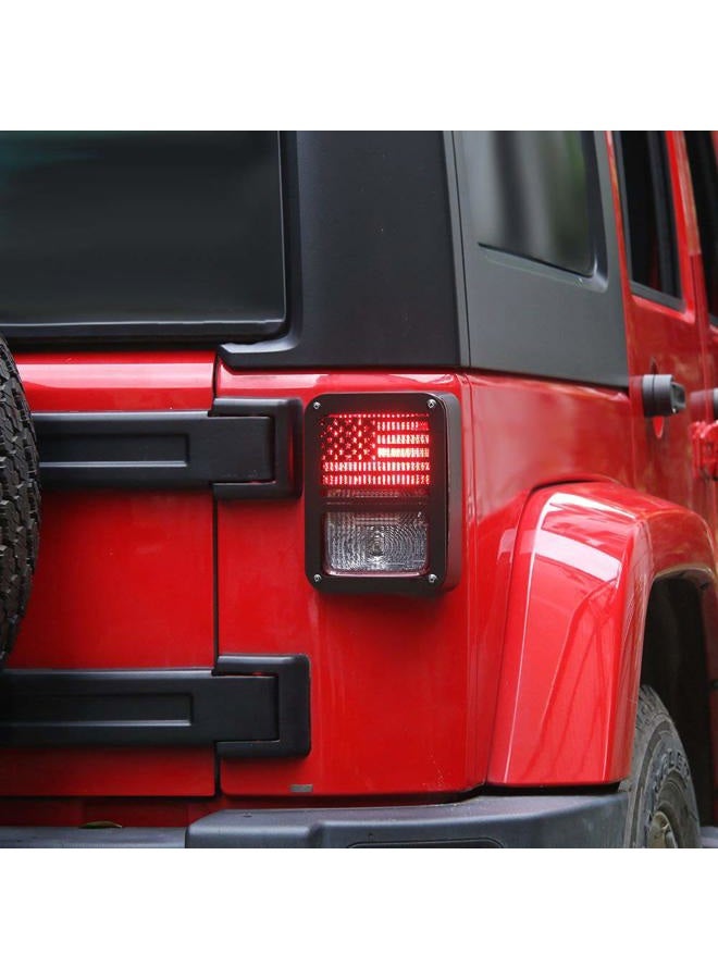 Hooke Road JK Tail Light Cover Taillight Guard US Flag Cage Compatible with Jeep JK Wrangler & Wrangler Unlimited 2007-2018 - Pair (Black,Old Glory) - Image 3