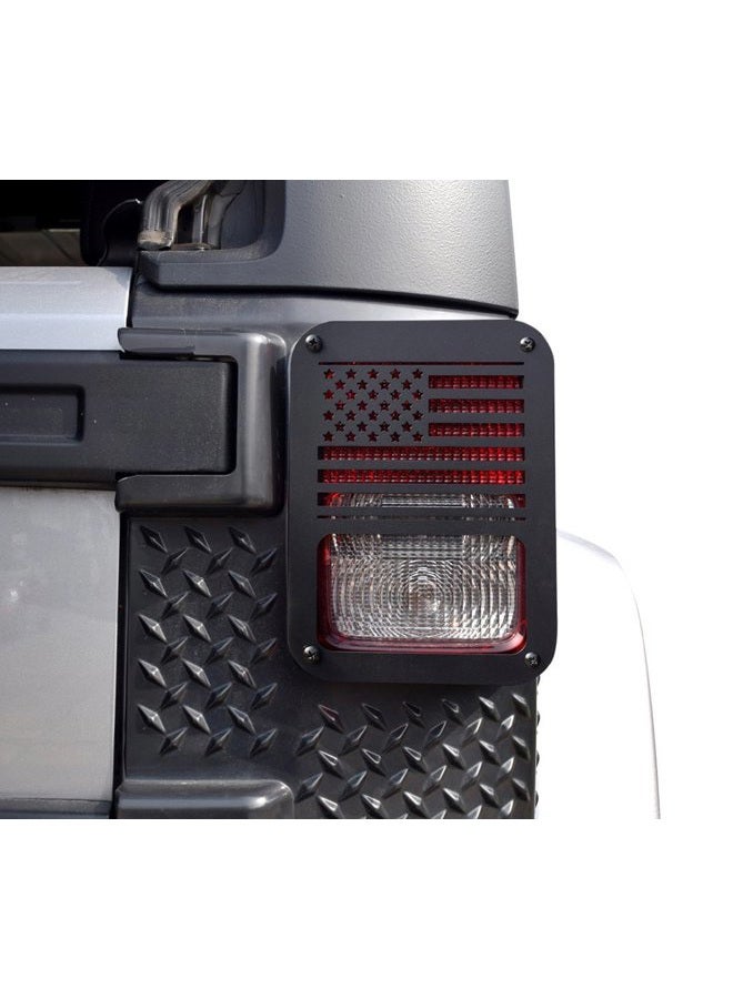 Hooke Road JK Tail Light Cover Taillight Guard US Flag Cage Compatible with Jeep JK Wrangler & Wrangler Unlimited 2007-2018 - Pair (Black,Old Glory) - Image 2