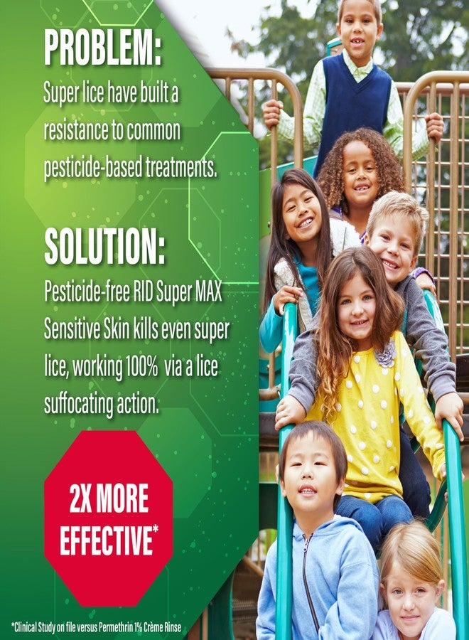 RID علاج قمل RID سوبر ماكس للبشرة الحساسة، يقتل القمل الفائق والبيض، آمن للبشرة الحساسة، تم اختباره سريرياً، قد تختلف رسومات العبوة. - Image 3