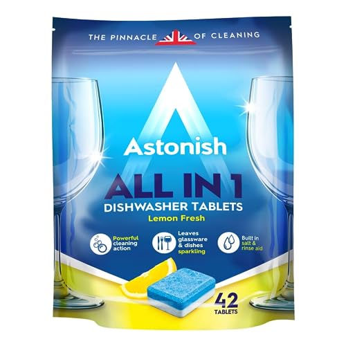 Astonish All In 1 Dishwasher Tablets Household Cleaner Removes Grease Grime Surface Stains Dishwasher Soap with Salt Rinse Aid Cruelty Free Dishwasher Detergent Lemon Fresh 42 Pack - Image 2