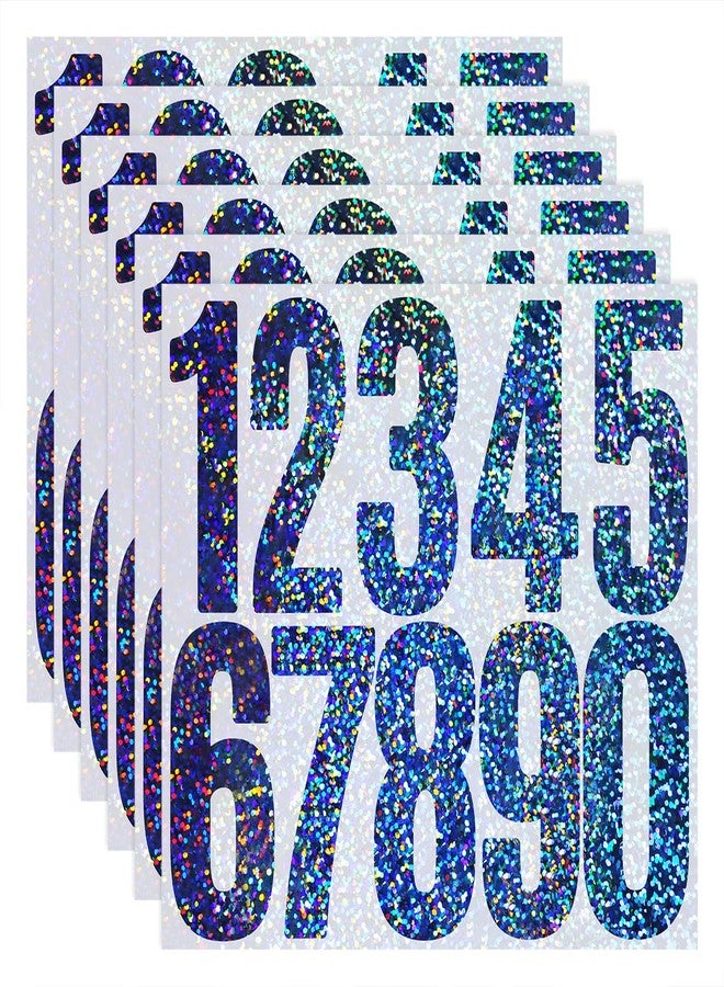 ONLYKXY 6sheet 0-9 Vinyl Glitter Mailbox Number Sticker Waterproof 3in Space Decal Organizing Label Tag for Window Door Car Sign Storage Package Box Bin Can Home Business Yard Address (Silver) - Image 1