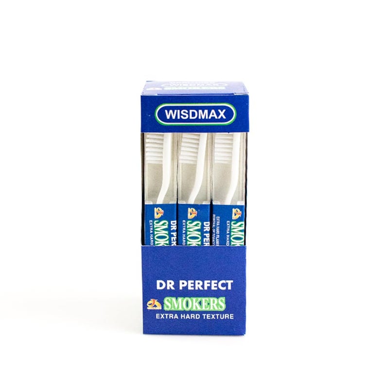 DR PERFECT Adult Smokers Toothbrush Super Hard Firm Bristles 12