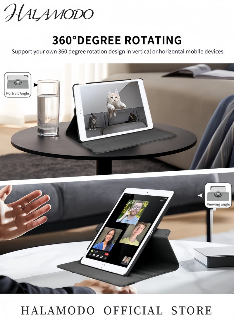 HALAMODO Tablet Protective Case Compatible with Huawei MediaPad M5 Lite Multi-Position Adjustable Tablet Stand 360 Degree Rotating Case Cover Ultra Slim Leather Case Cover with Intelligent Sleep & Wake-up - Image 4