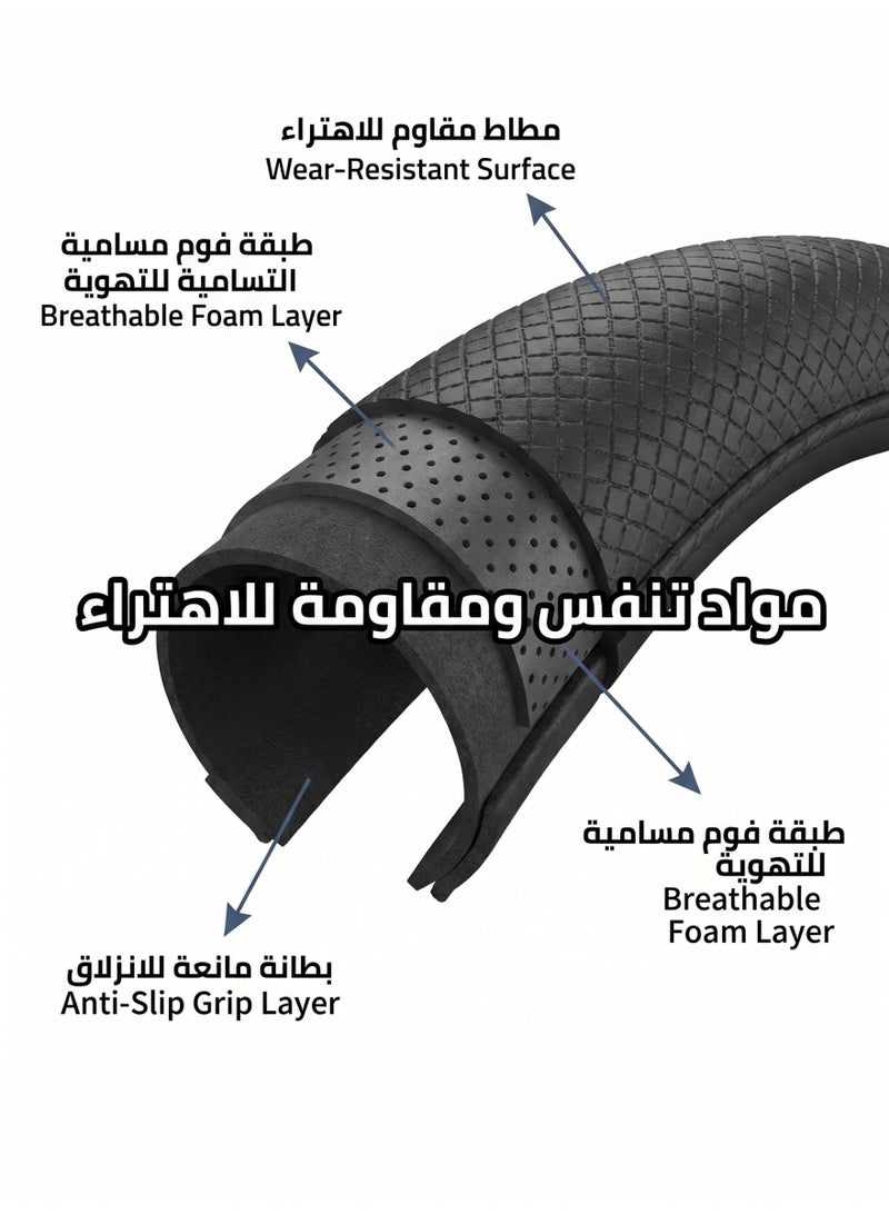جرو بال غطاء مقود جلد فاخر Growpal – قبضة ناعمة ومضادة للانزلاق، مريح وقابل للتنفس، مقاس عالمي 38 سم، تركيب سريع وسهل لجميع السيارات - Image 5
