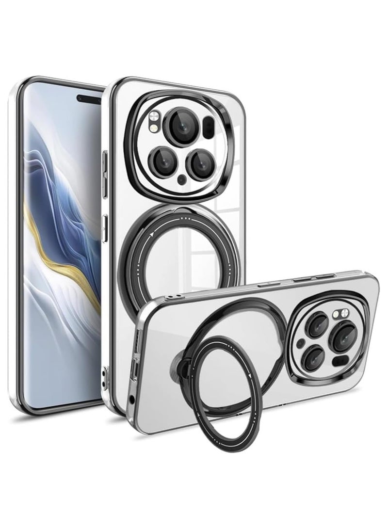 Case Compatible with Honor Magic 6 Pro Case with Magnetic Stand, Plated Transparent Case Support Wireless Charging Shockproof Protective Cover for Honor Magic 6 Pro - Image 1