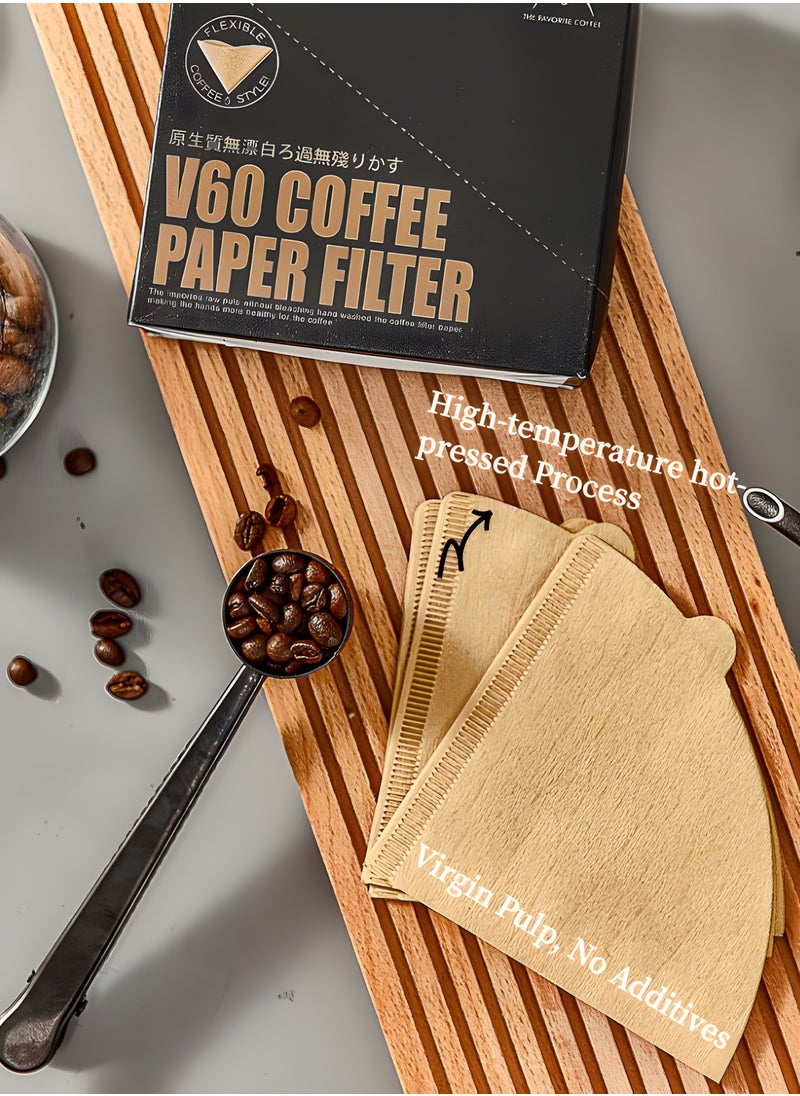 Generic - V60 Coffee Brewing Kit with 600ml Pot & Wooden Grinder | 8-Piece All-in-One Set - Image 1