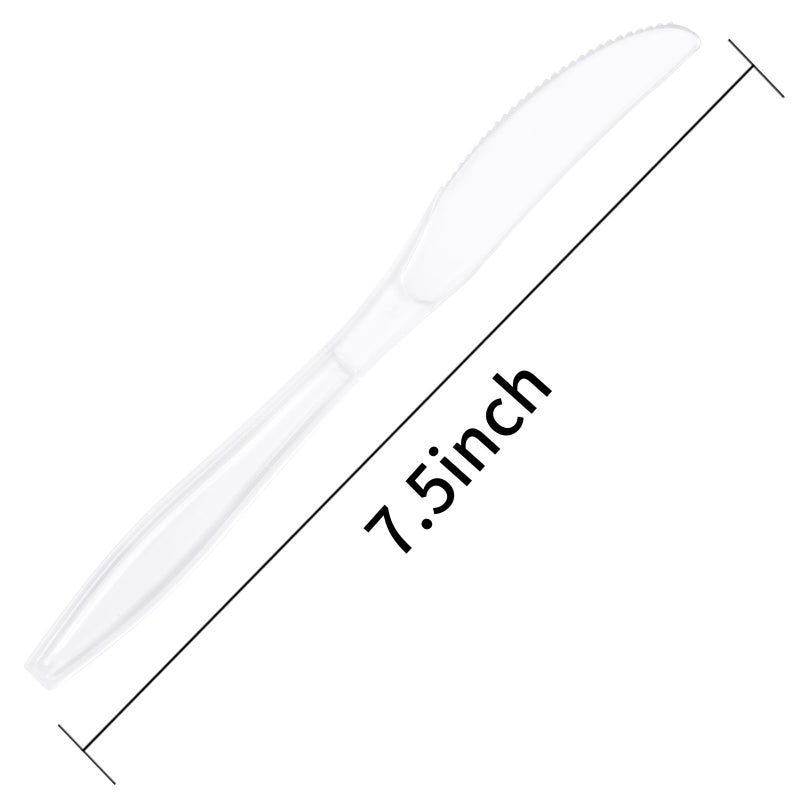 Liacere 360 Clear Plastic Knives - Heavy Duty  BPA-Free  Heat Resistant  Disposable Bulk  Premium for Party Supply - Image 1