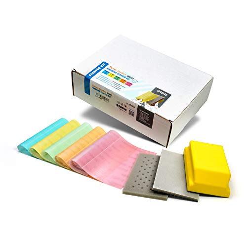 Eagle Abrasives Super Assilex Flexible Sanding Sheet Finishing Starter Kit, SP19115, K600-K1500, 25 Sheets + 1 Foam Hand Block & Interface Pad + 1 M Hand Pad - Image 1