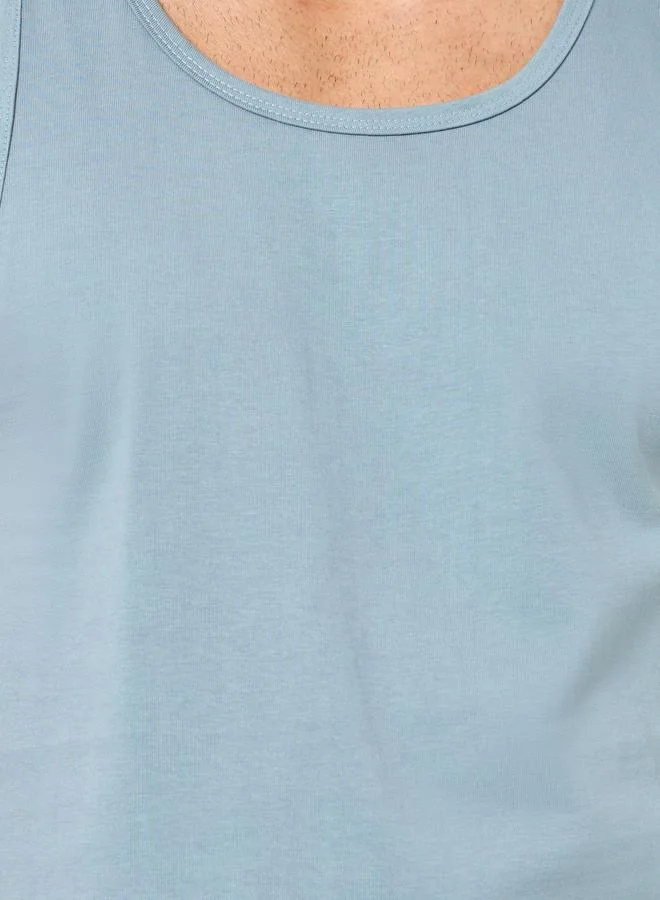Styli  Men Blue Cotton Vest for Men | Best Price UAE
