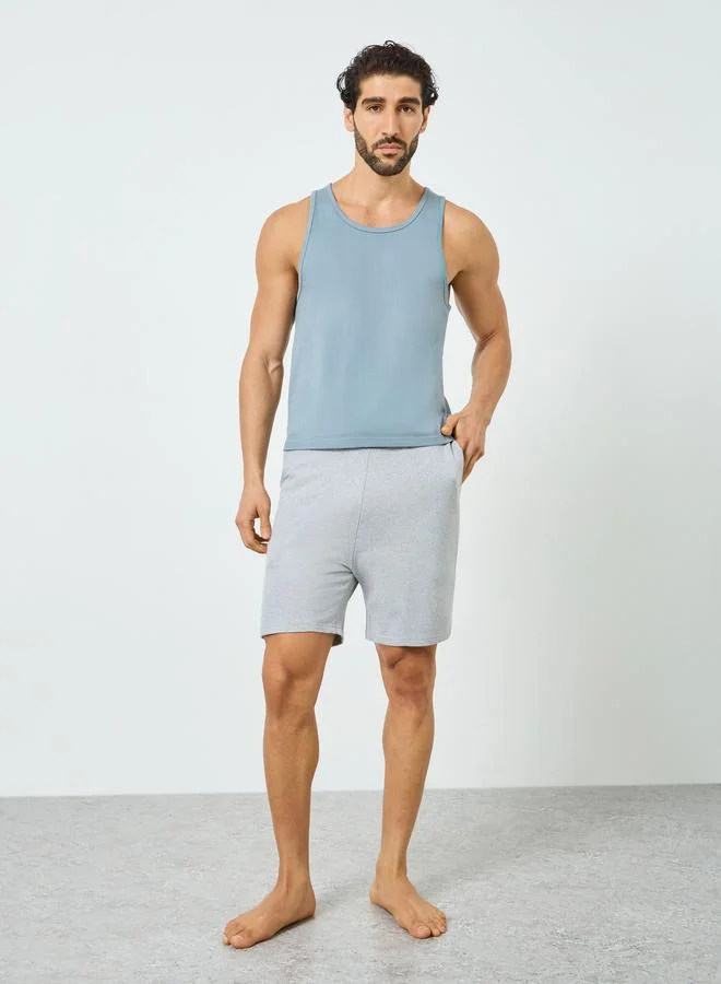 Styli  Men Blue Cotton Vest for Men | Best Price UAE