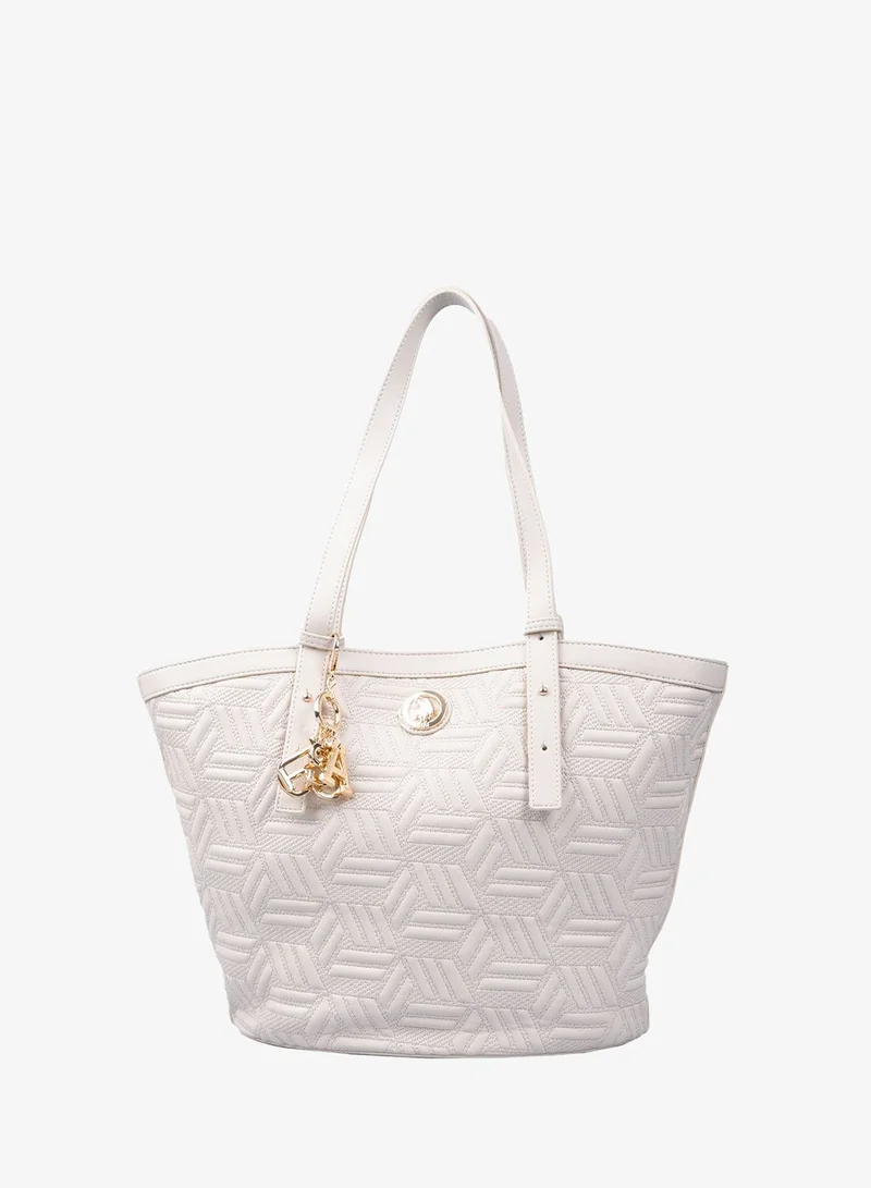 U.S. Polo Assn. Women's Tote Bag, Ladies Large Capacity Shoulder Bag Handbag for Ladies Travel Bag for Girls Cream