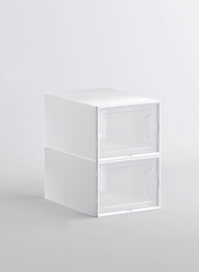 fashionhome 2 Pieces Household Stackable New Design Modular Shoe Storage Rack 33.5 x 22.8 x 28 Centimeter - Image 1
