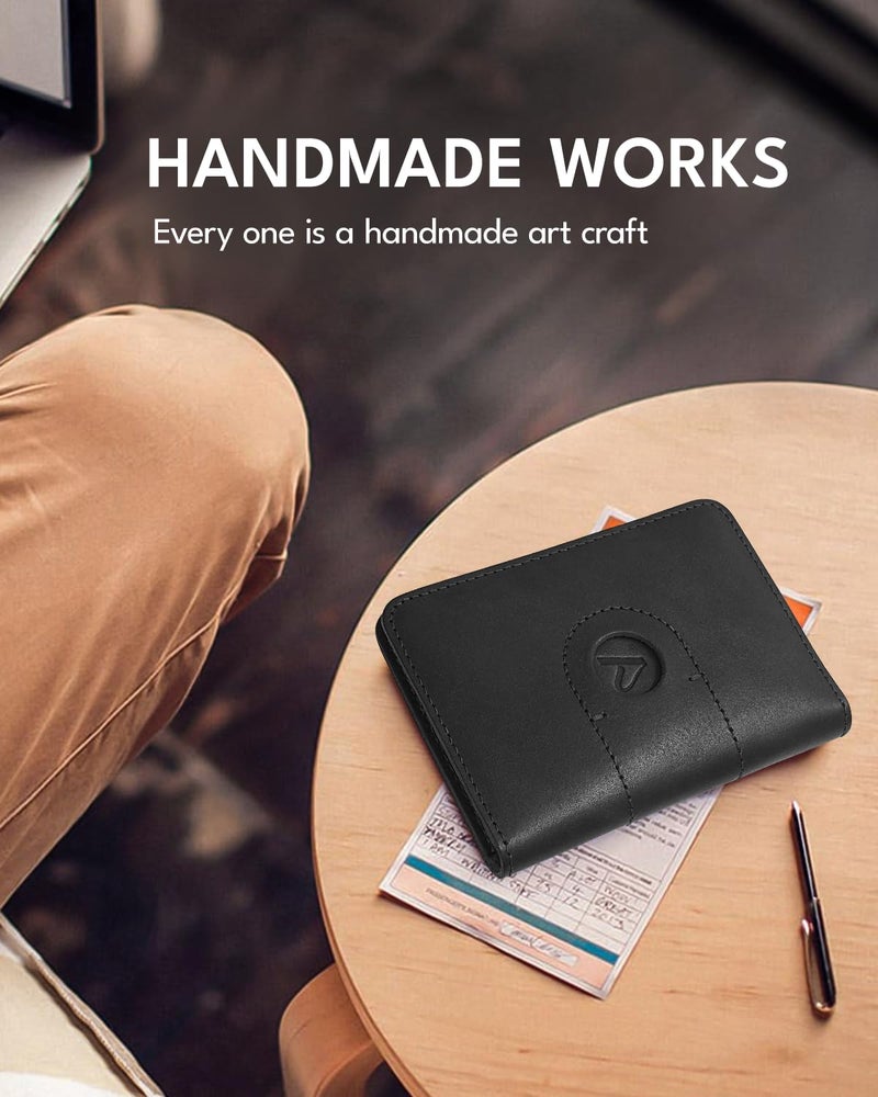 ALLIVE Passport Holder for Travel, Genuine Leather Passport Holder with AirTag Slot for Women and Men, Passport Cover Wallet for Travel Must-Haves, Airport Essentials, Travel Gifts, Black - Image 4