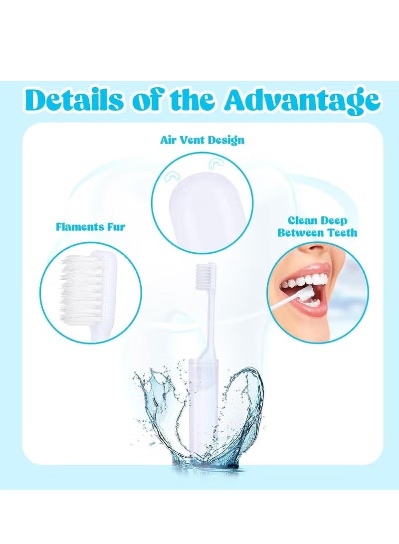 Mini Travel Toothbrush and Toothpaste Set of 8, Portable Foldable Toothbrush, Soft Camping Toothbrush Mini Toothbrush with Toothpaste for Travel Business Trip Camping Outdoor Activities - Image 2