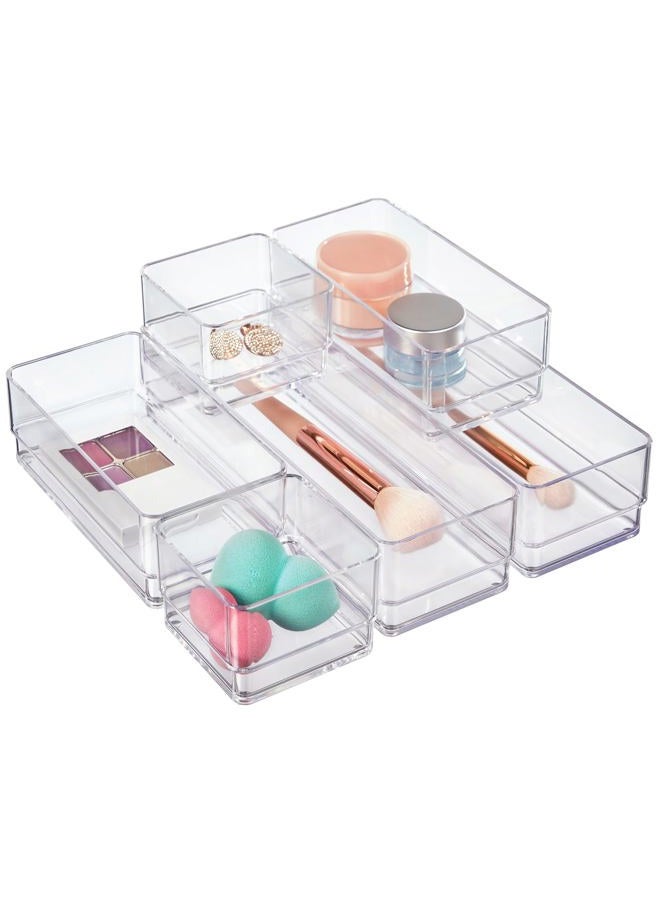 STORi Clear Plastic Vanity and Desk Drawer Organizers | 6 Piece Set - Image 1