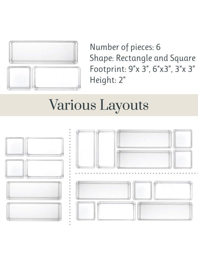 STORi Clear Plastic Vanity and Desk Drawer Organizers | 6 Piece Set - Image 5