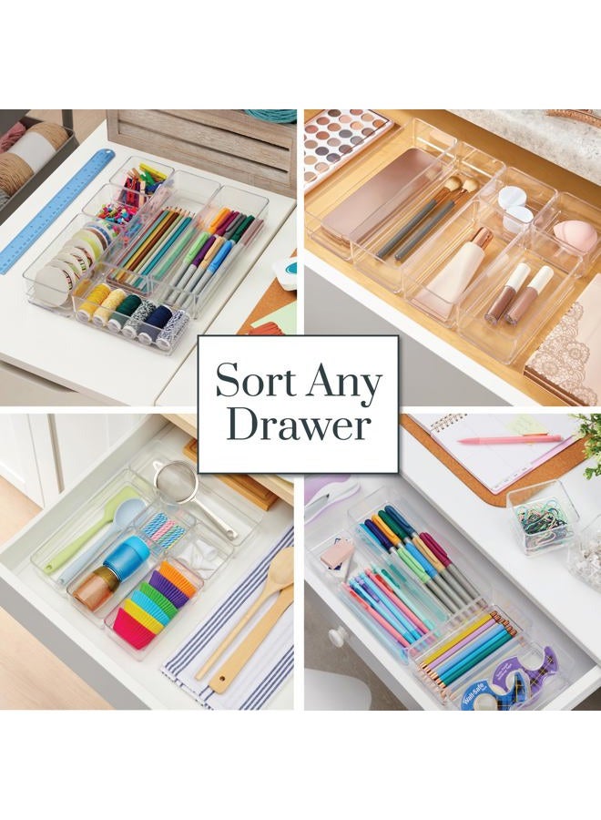 STORi Clear Plastic Vanity and Desk Drawer Organizers | 6 Piece Set - Image 4