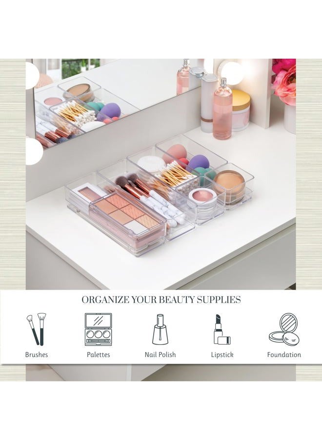 STORi Clear Plastic Vanity and Desk Drawer Organizers | 6 Piece Set - Image 3