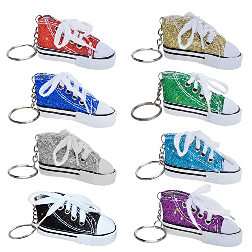Muka 24PCS Mini Canvas Sneaker Keychains, 3" Shoes Key Ring, Festival Decorations for Party - Random Colors - Image 1