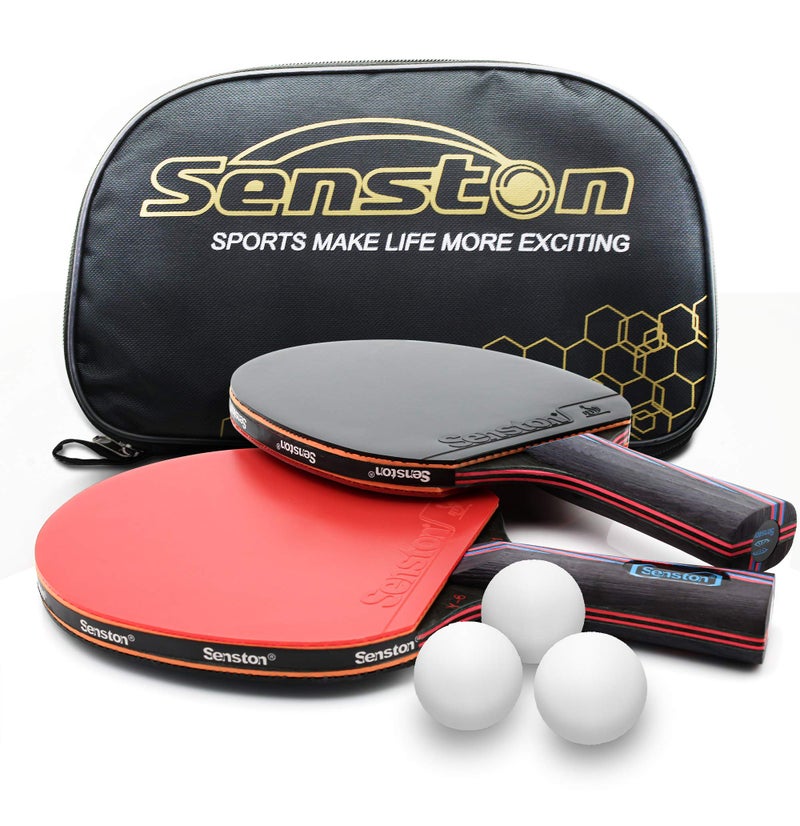 Senston Professional Table Tennis Paddles with Ping Pong Balls, Advance Intermediate Ping Pong Paddles Set of 2, Table Tennis Racket with Balls and Carry Case - Image 1