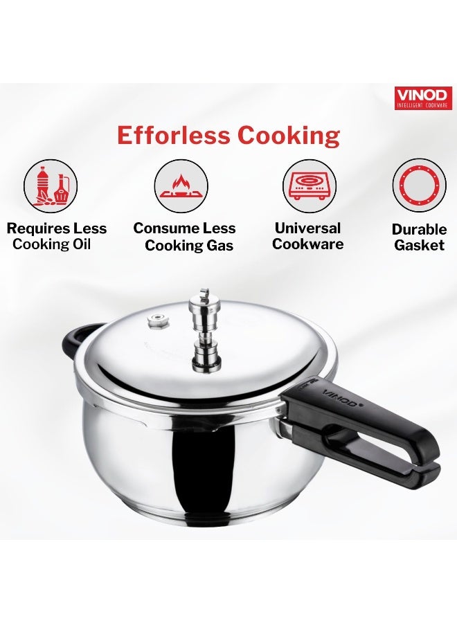 VINOD 6.5Liters Splendid Plus Stainless Steel Pressure Cooker Outer Lid 6.5 Litre | SAS Bottom Handi Cooker | Extra Glass Lid | Induction and Gas Base | ISI and CE certified silver - Image 4