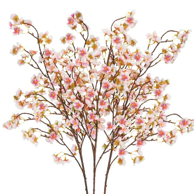 SILK CHERRY BLOSSOM BRANCHES 405IN ARTIFICIAL CHERRY BLOSSOM FLOWERS LONG STEMS FAKE FLOWERS VASE ARRANGEMENTS FOR WEDDING HOME JAPANESE DECOR SET OF 3 PINK