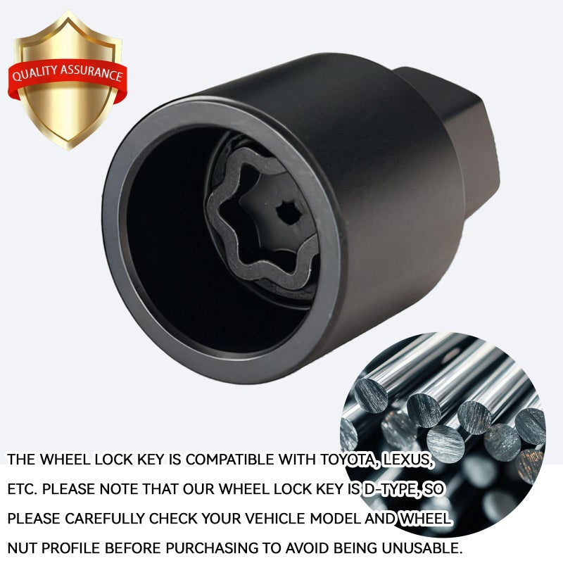 Eponcia D-Wheel Lock Key Locking Lug Nuts Key Removal Tool for Toyota Lexus Tacoma, Anti-Theft Wheel Lock Lug Nut Bolt Screw Remover Socket Adaptor, Tire Locking Lugnut Tool for Removal Installation - Image 3