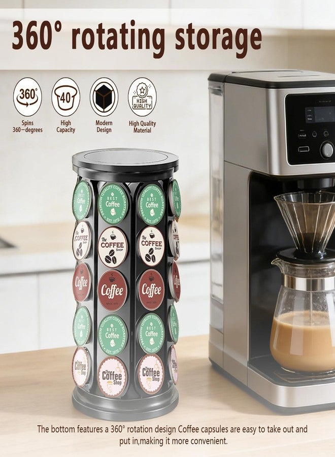 حامل كبسولات القهوة TeSabMi K-Cups، حامل كبسولات قهوة دوار 360 درجة متوافق مع كبسولات K-Cups، يتسع لـ 40 كبسولة قهوة، منظم للمنزل والمكتب والمطبخ - Image 4