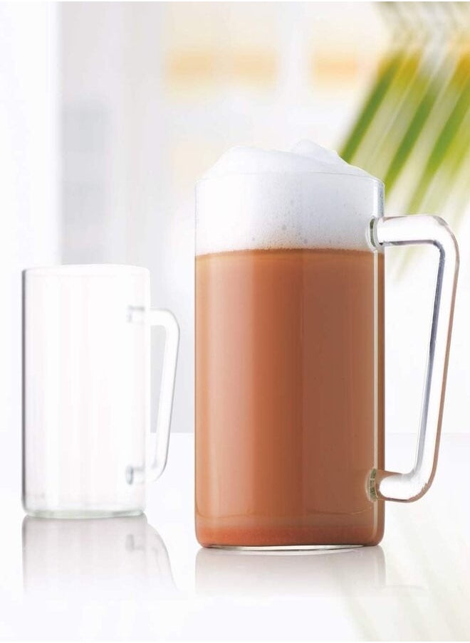 BOROSIL BOROSIL CLASSIC GRANDE MUG SET WITH HANDLE 2 PC | CLEAR COFFEE MUG TEA CUP | BOROSILICATE GLASS SET FOR BEER, COFFEE, TEA, WATER AND HOT AND COLD BEVERAGES| 500 ML  - Image 1