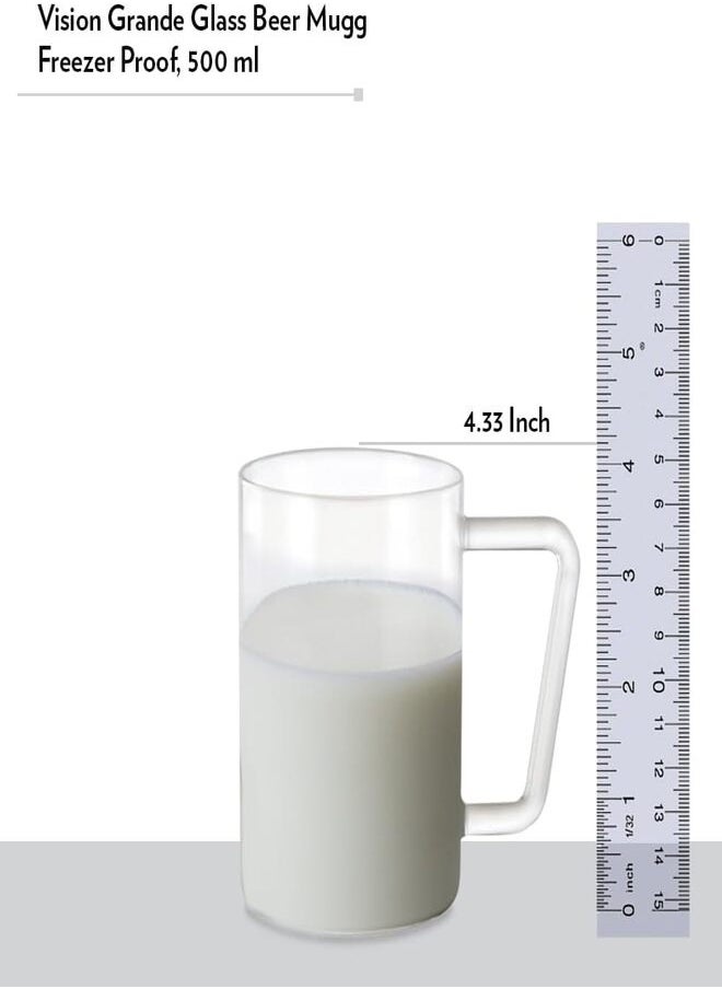 BOROSIL BOROSIL CLASSIC GRANDE MUG SET WITH HANDLE 2 PC | CLEAR COFFEE MUG TEA CUP | BOROSILICATE GLASS SET FOR BEER, COFFEE, TEA, WATER AND HOT AND COLD BEVERAGES| 500 ML  - Image 3