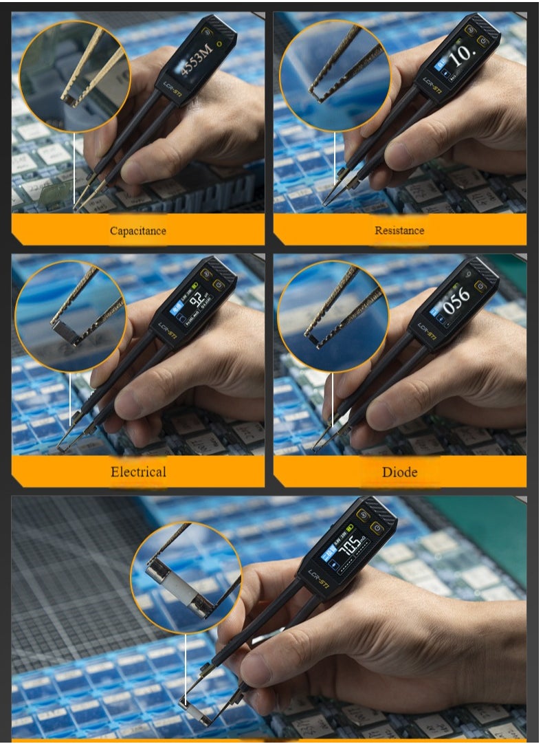 Generic - FNIRSI LCR-ST1 10KHz LCR Meter Tweezer, Mini Smart SMD Tester, ESR Meter, Maximum accuracy 0.5%, Capacitance Inductance Continuity Diode Tester, Auto Component Recognition Electronic Component Analyze - Image 1