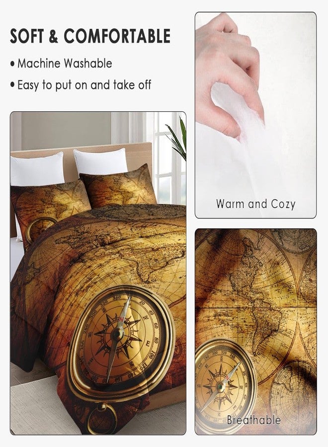 WeCozy طقم لحاف WeCozy بحجم كوين مع 2 غطاء وسادة، طقم سرير ناعم مكون من 3 قطع بتصميم خريطة العالم الكلاسيكية، مناسب لغرف نوم الأطفال والكبار. - Image 5