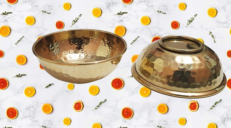Pure Source India Brass Hammered Bowl (150ml, Golden) - Image 5
