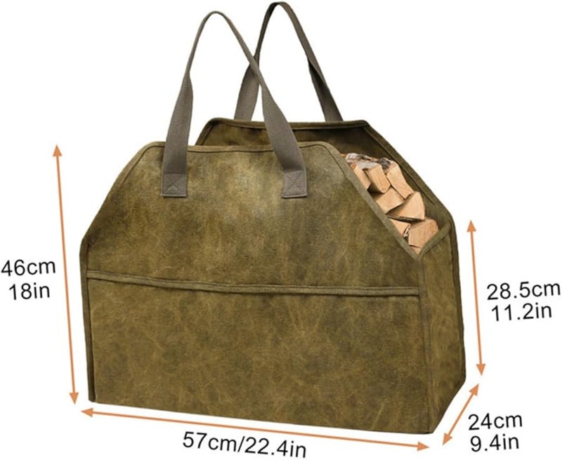 حقيبة تخزين حطب كبيرة من القماش المشمع حامل جذوع سهل التعبئة والنقل إمدادات منزلية - Image 3