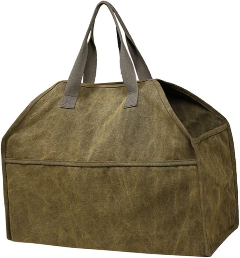 حقيبة تخزين حطب كبيرة من القماش المشمع حامل جذوع سهل التعبئة والنقل إمدادات منزلية - Image 1